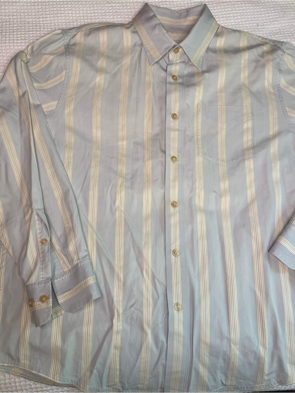 Tommy Bahama Denim Men’s  Light Blue & Cream Stripe Button-Down Shirt